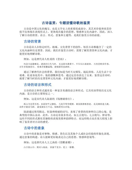 古诗鉴赏 专题读懂诗歌始鉴赏