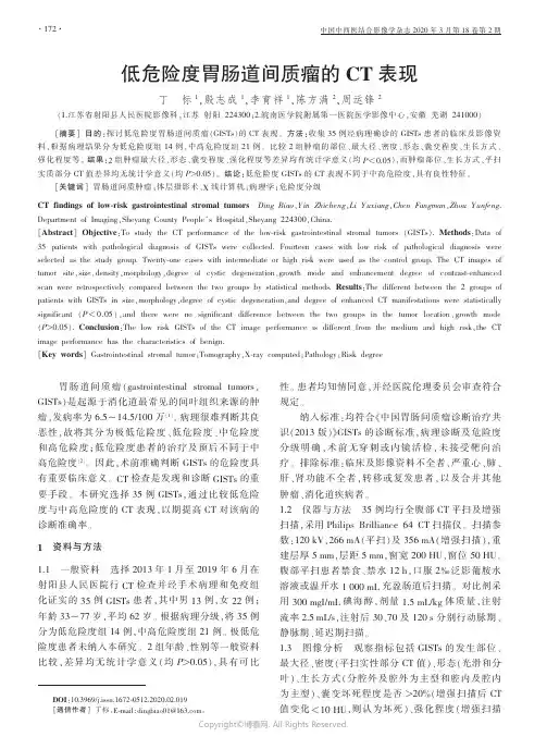 _低危险度胃肠道间质瘤的CT表现