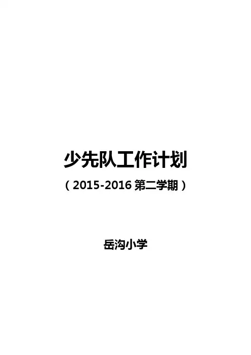 岳沟小学少先队工作计划