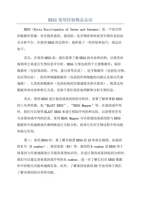 KEGG使用经验精品总结