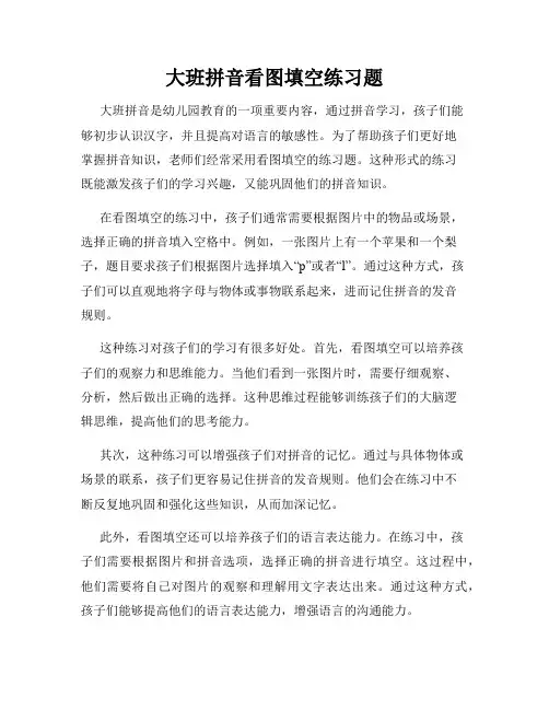 大班拼音看图填空练习题