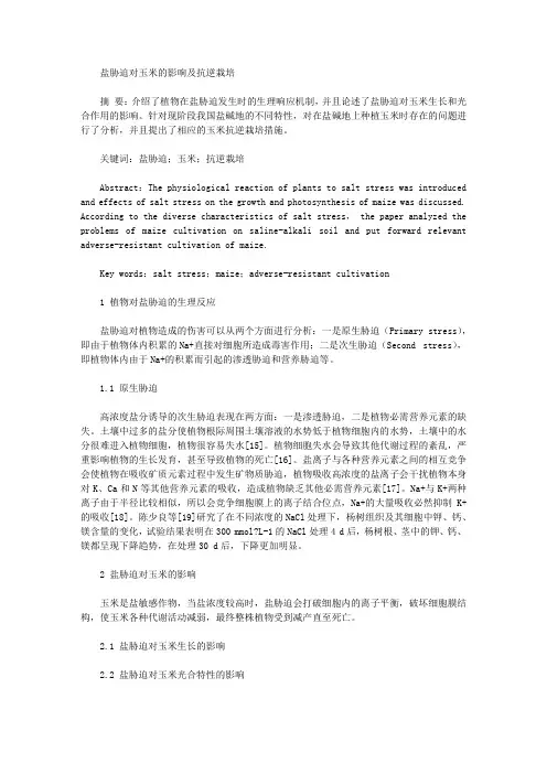 [玉米]盐胁迫对玉米的影响及抗逆栽培