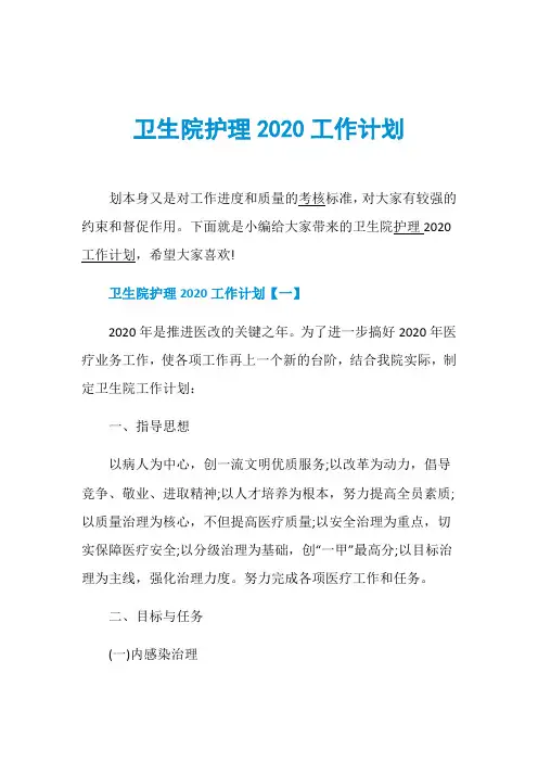 卫生院护理2020工作计划