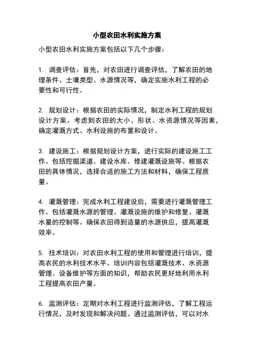 小型农田水利实施方案