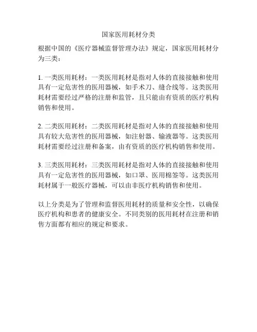 国家医用耗材分类
