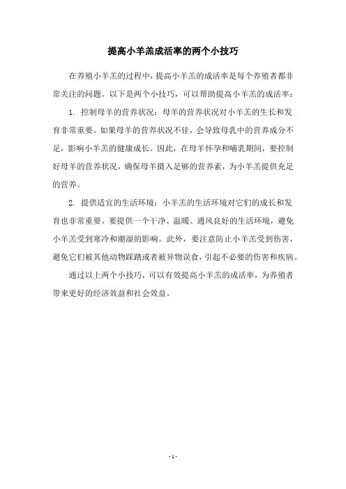 提高小羊羔成活率的两个小技巧