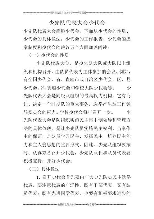 少先队代表大会少代会