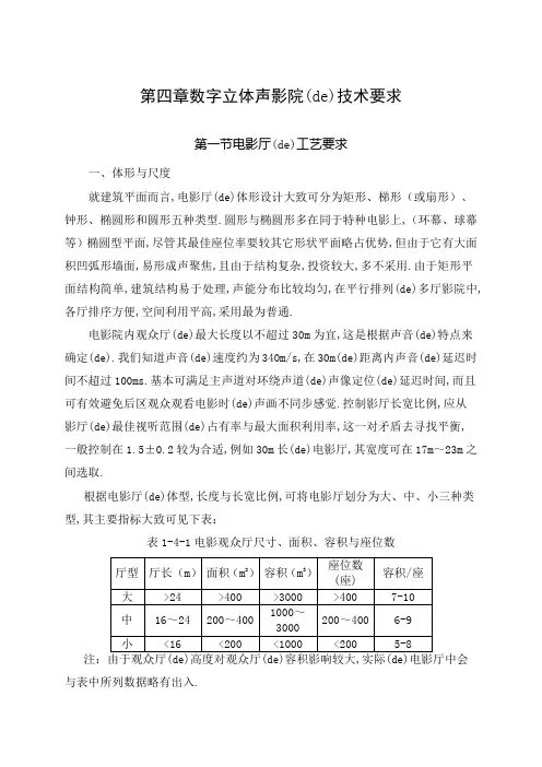 数字立体声电影院的技术要求
