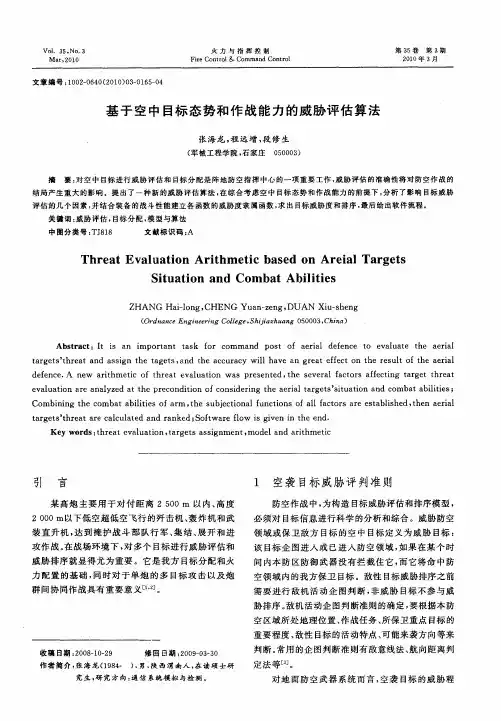 基于空中目标态势和作战能力的威胁评估算法