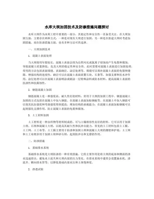 水库大坝加固技术及防渗措施问题探讨