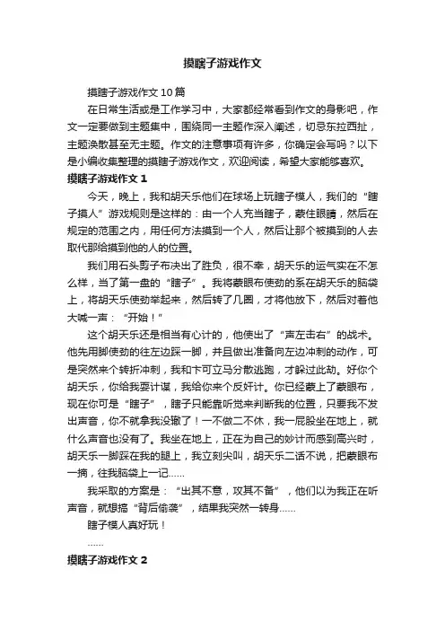 摸瞎子游戏作文10篇
