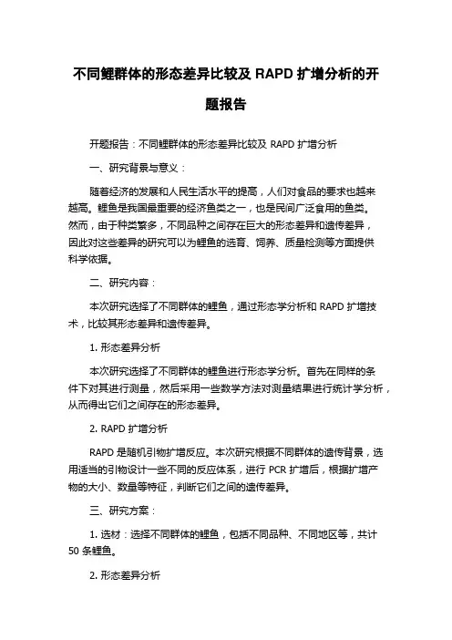 不同鲤群体的形态差异比较及RAPD扩增分析的开题报告