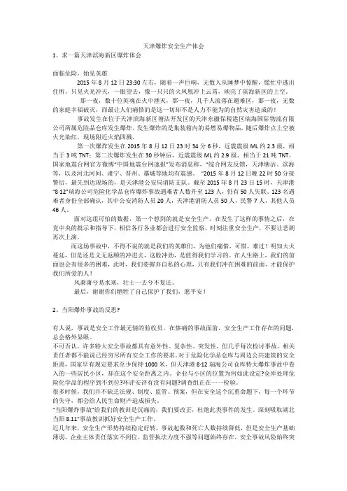 天津爆炸安全生产体会安全生产