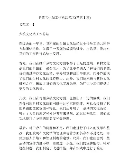乡镇文化站工作总结范文(精选3篇)