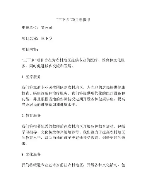 “三下乡”项目申报书