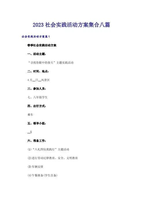 2023社会实践活动方案集合八篇