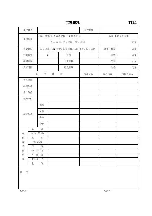 江苏新版土建资料表格(全套)【范本模板】