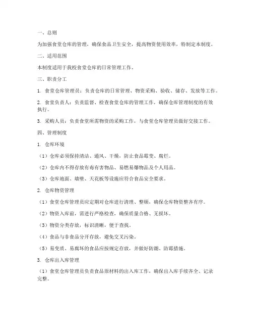 食堂仓库房管理制度