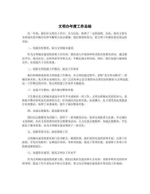 文明办年度工作总结
