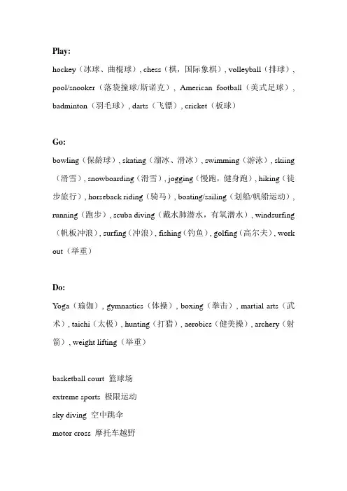 英语 体育运动单词总结