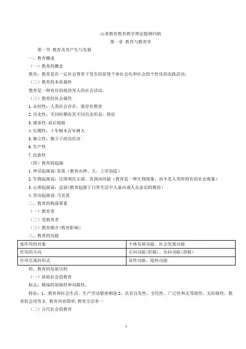 山香教育理论提纲归纳精简【范本模板】