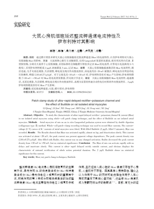 大鼠心房肌细胞延迟整流钾通道电流特性及伊布利特对其影响
