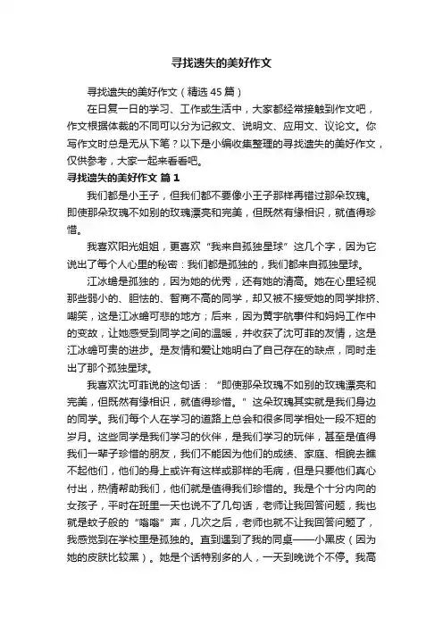 寻找遗失的美好作文（精选45篇）