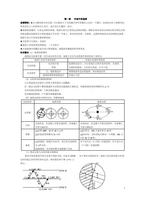 鲁教版高考地理必修一基础知识提纲梳理