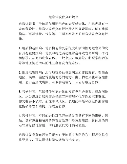 危岩体发育分布规律