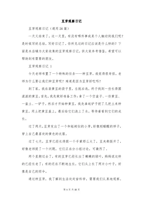 豆芽观察日记