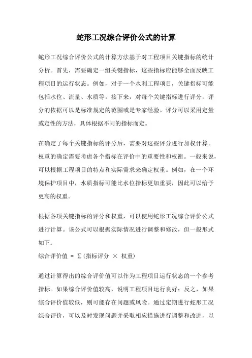 蛇形工况综合评价公式的计算