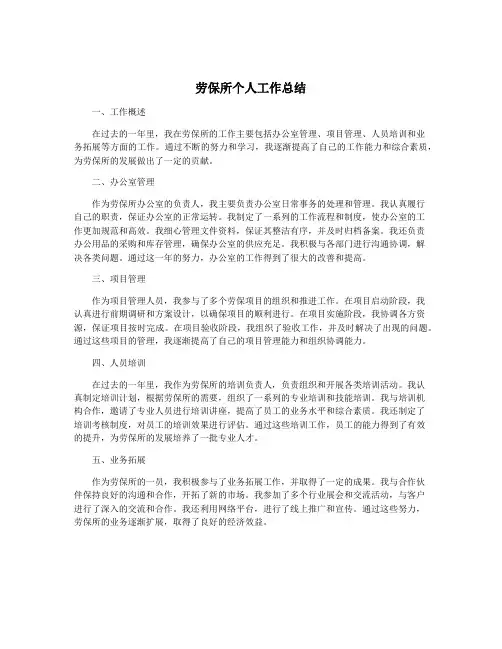 劳保所个人工作总结