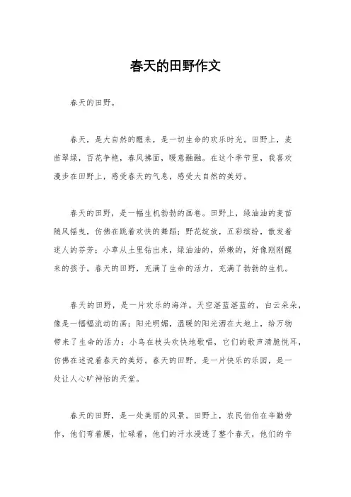 春天的田野作文