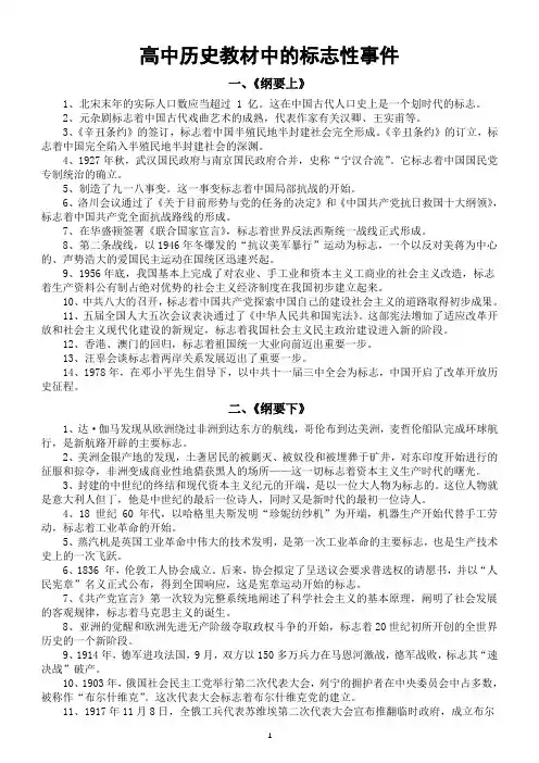 高中历史部编教材中的标志性事件汇总(共五部分)