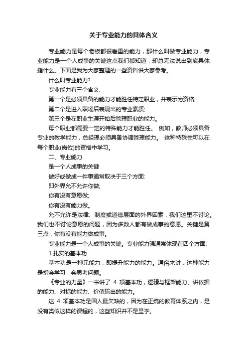 关于专业能力的具体含义