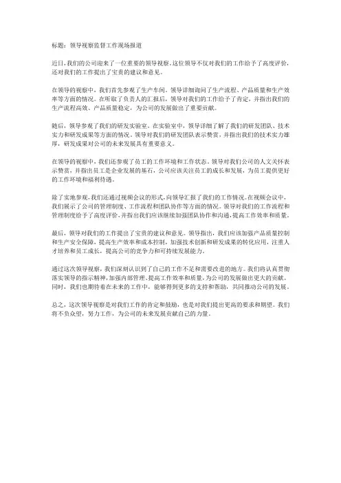 领导视察监督报道范文