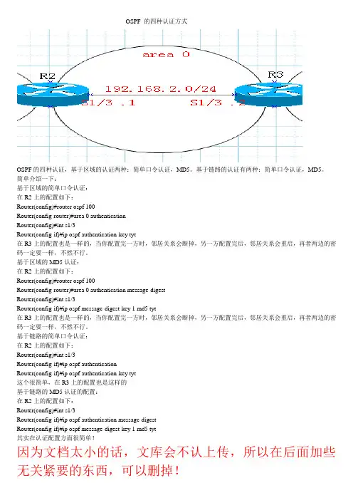 OSPF 的四种认证方式总结