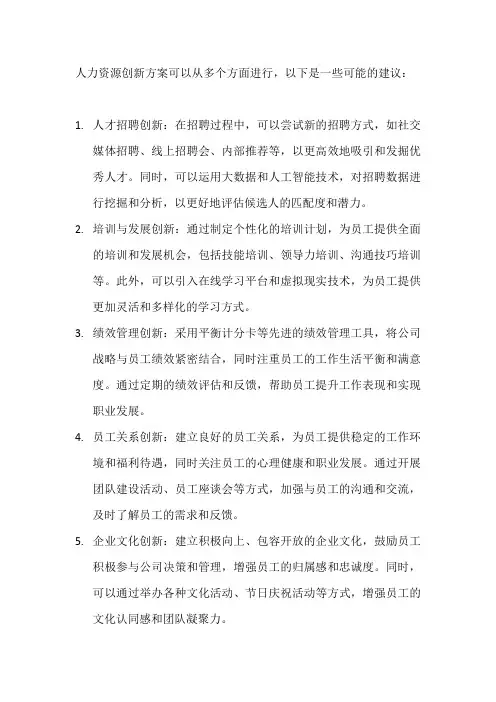 人力资源创新方案