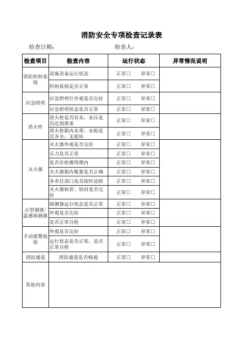 11.消防设施设备检查维修记录表