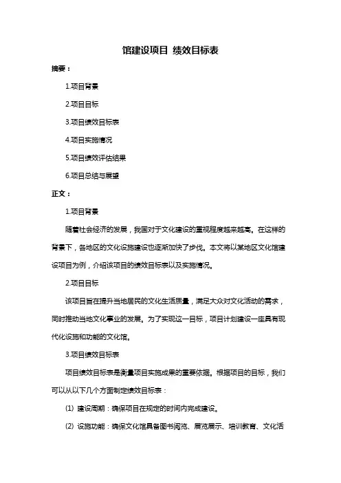 馆建设项目 绩效目标表