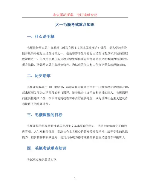 大一毛概考试重点知识 (2)