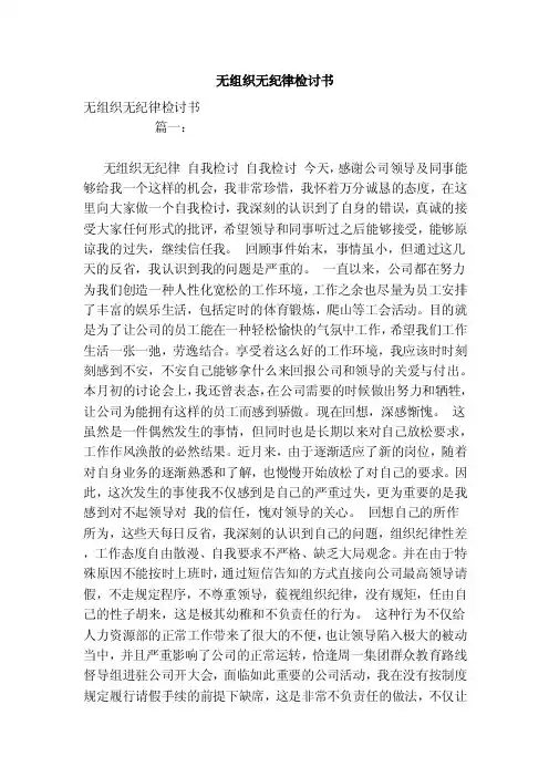 无组织无纪律检讨书