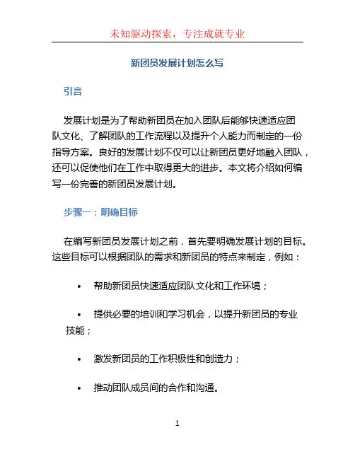 新团员发展计划怎么写