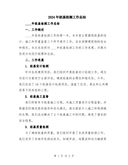 2024年桩基检测工作总结