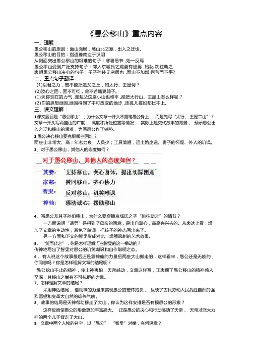 愚公移山考点整理