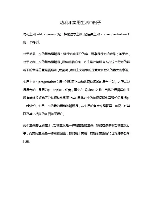 功利和实用生活中例子