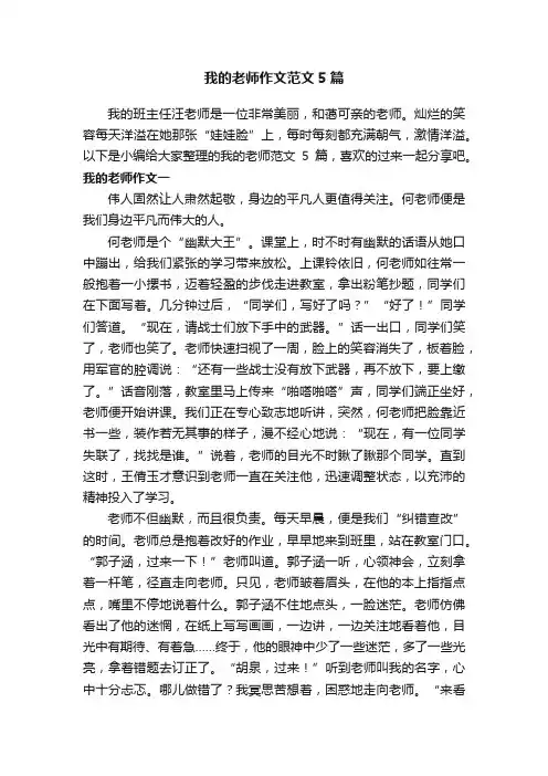 我的老师作文范文5篇