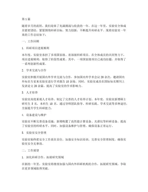 年度总结实验室(3篇)