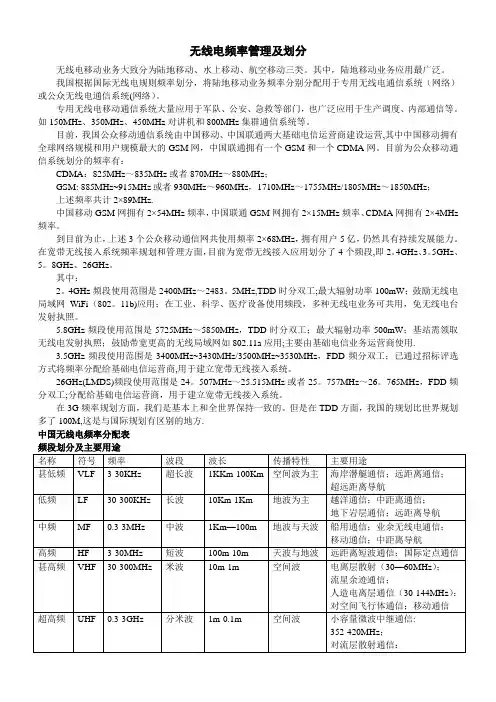 无线电频率管理及划分