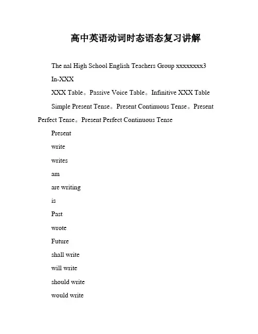 高中英语动词时态语态复习讲解